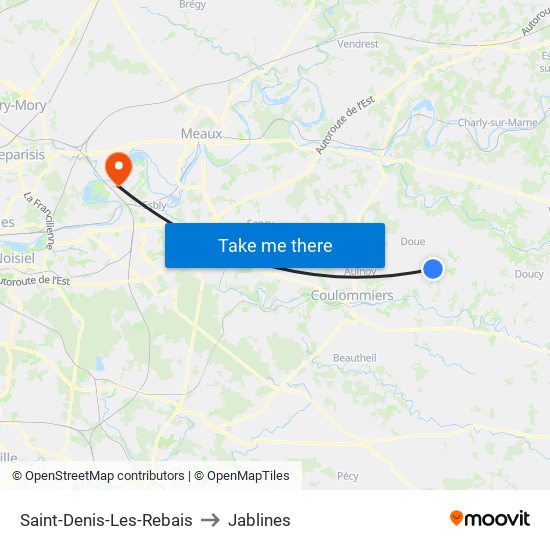 Saint-Denis-Les-Rebais to Jablines map