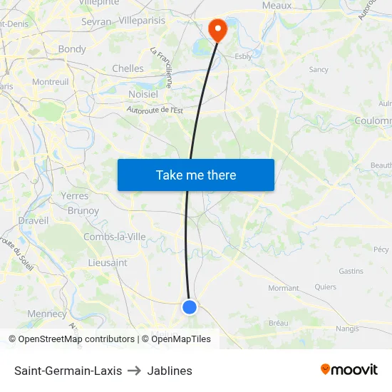 Saint-Germain-Laxis to Jablines map