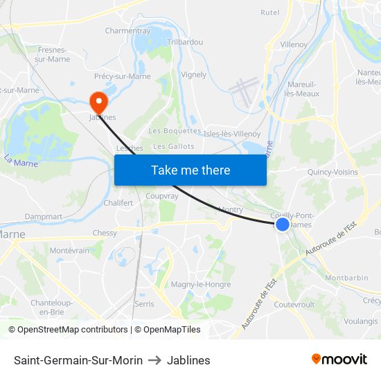 Saint-Germain-Sur-Morin to Jablines map