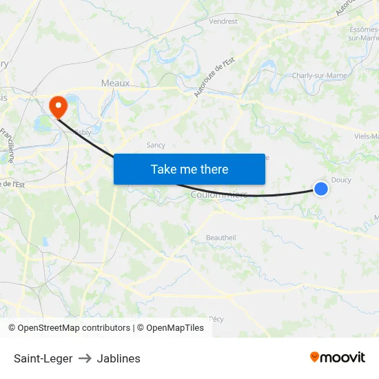 Saint-Leger to Jablines map