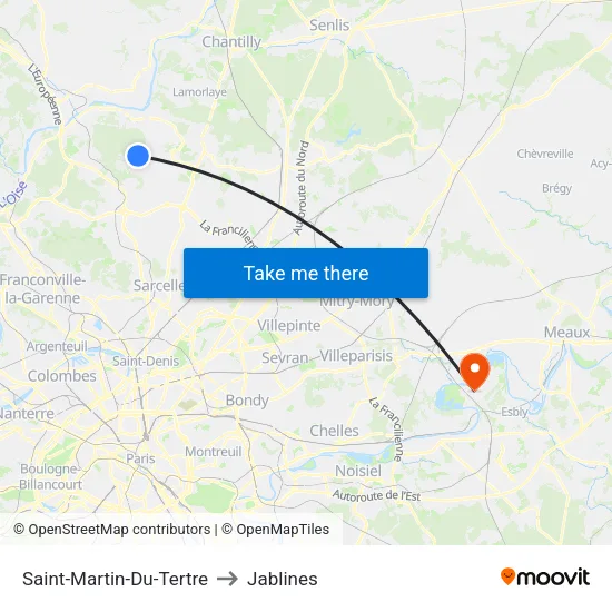 Saint-Martin-Du-Tertre to Jablines map