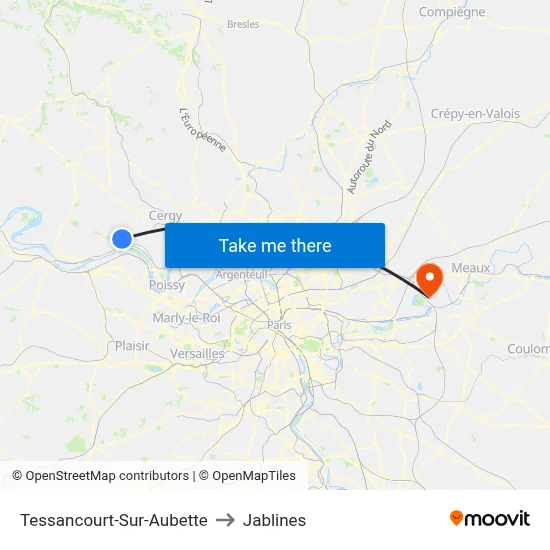 Tessancourt-Sur-Aubette to Jablines map