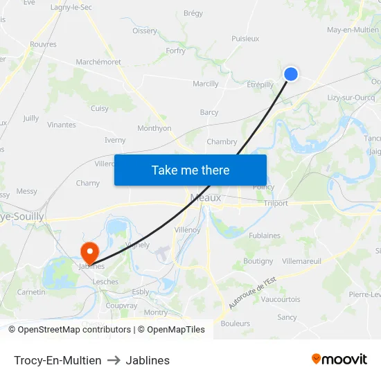 Trocy-En-Multien to Jablines map