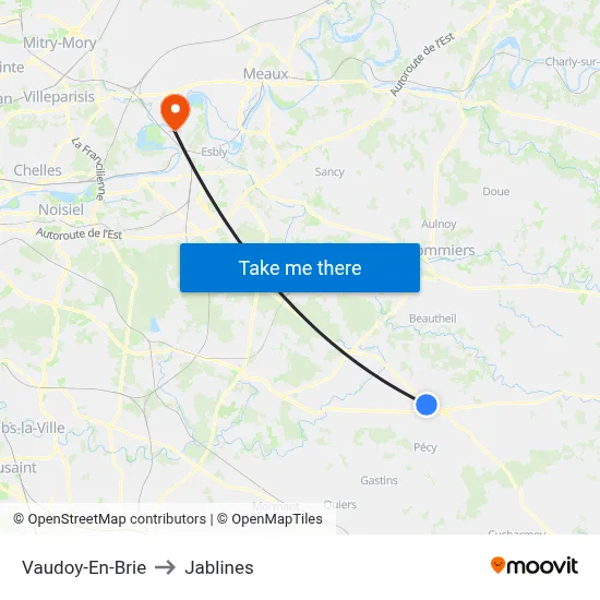 Vaudoy-En-Brie to Jablines map