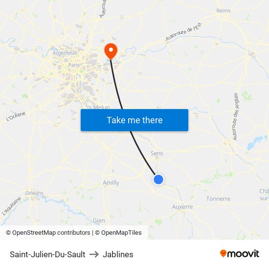 Saint-Julien-Du-Sault to Jablines map