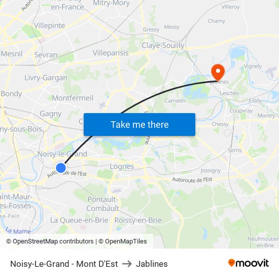 Noisy-Le-Grand - Mont D'Est to Jablines map