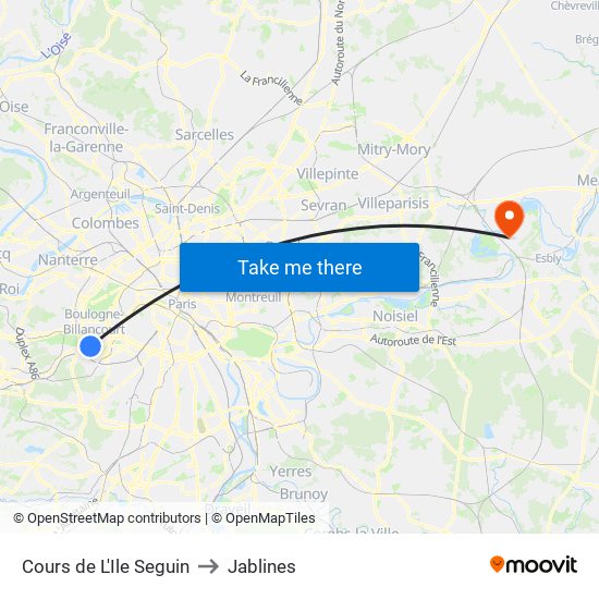 Cours de L'Ile Seguin to Jablines map