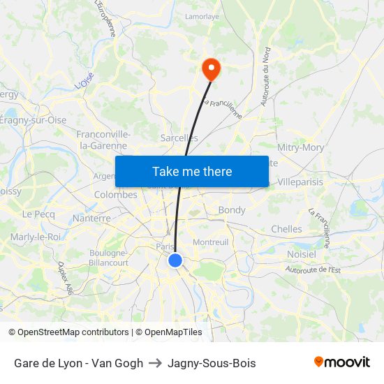 Gare de Lyon - Van Gogh to Jagny-Sous-Bois map