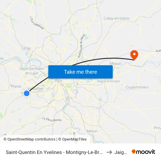 Saint-Quentin En Yvelines - Montigny-Le-Bretonneux to Jaignes map
