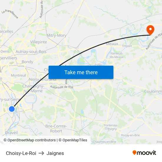 Choisy-Le-Roi to Jaignes map