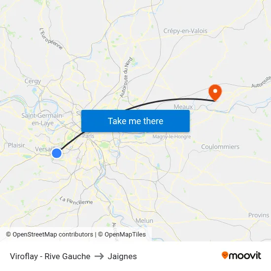 Viroflay - Rive Gauche to Jaignes map