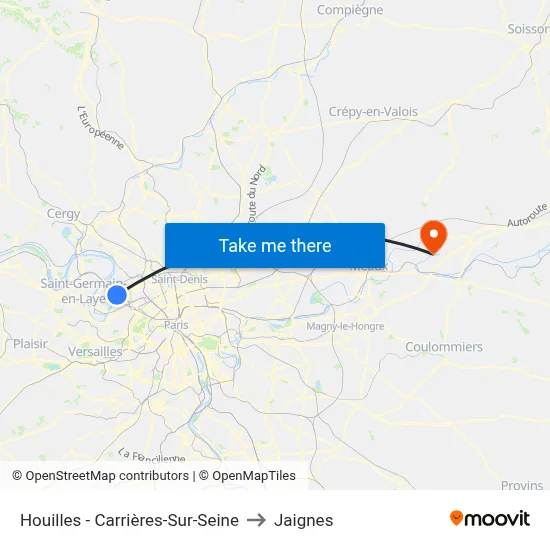 Houilles - Carrières-Sur-Seine to Jaignes map