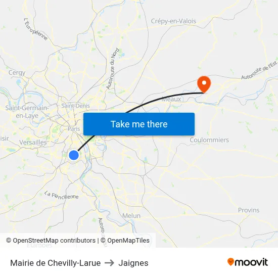 Mairie de Chevilly-Larue to Jaignes map
