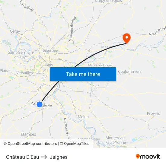 Château D'Eau to Jaignes map