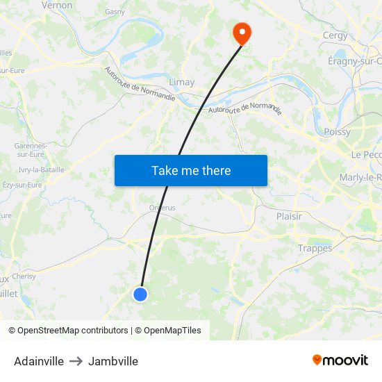 Adainville to Jambville map