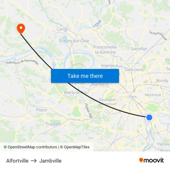 Alfortville to Jambville map