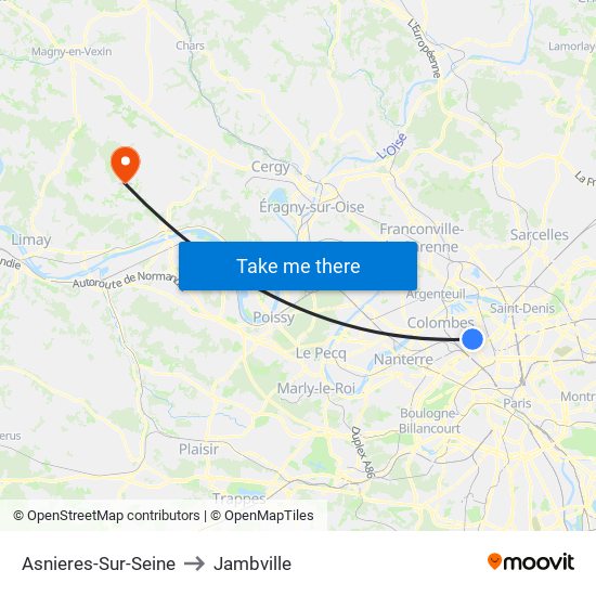 Asnieres-Sur-Seine to Jambville map