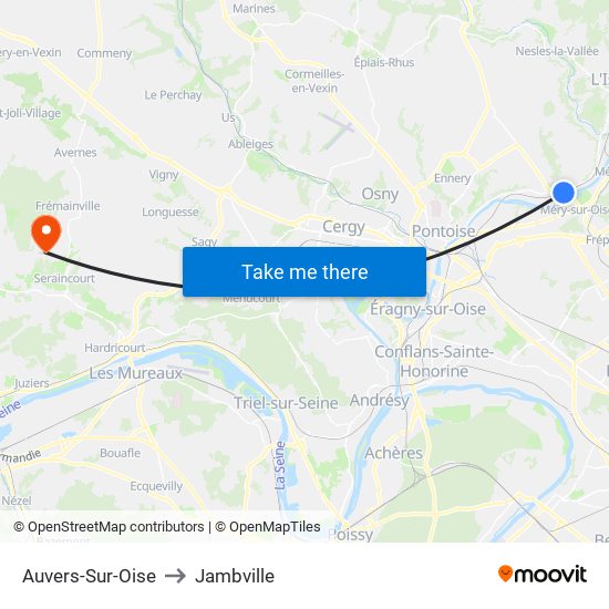 Auvers-Sur-Oise to Jambville map