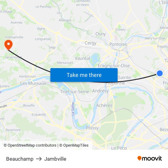 Beauchamp to Jambville map