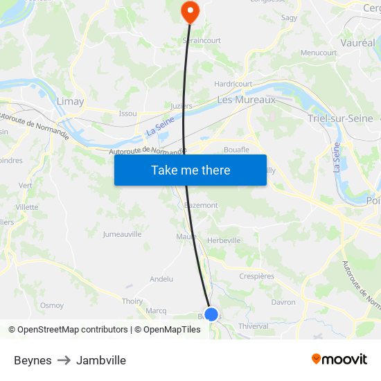 Beynes to Jambville map