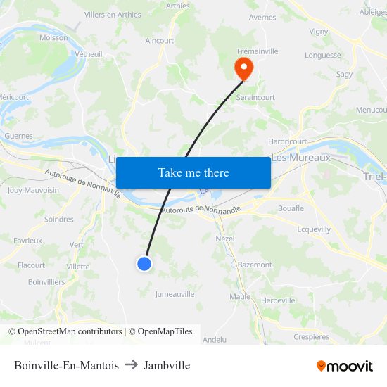 Boinville-En-Mantois to Jambville map