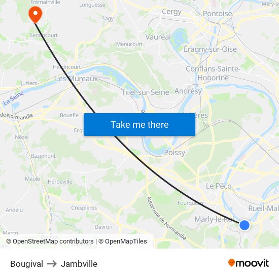 Bougival to Jambville map