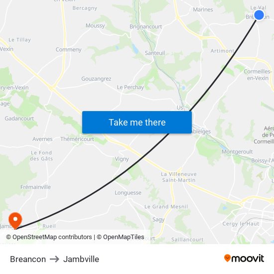 Breancon to Jambville map