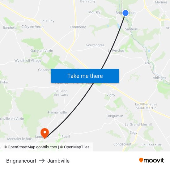 Brignancourt to Jambville map