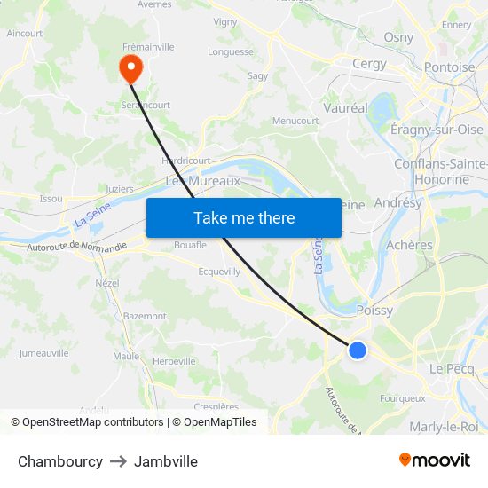 Chambourcy to Jambville map