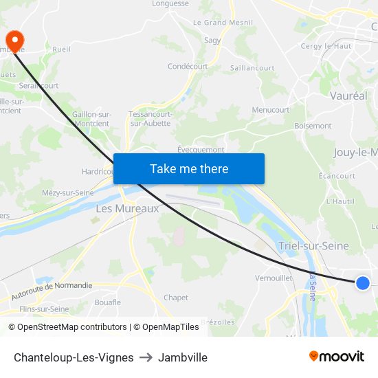 Chanteloup-Les-Vignes to Jambville map