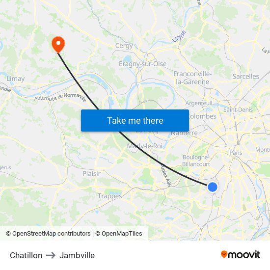 Chatillon to Jambville map