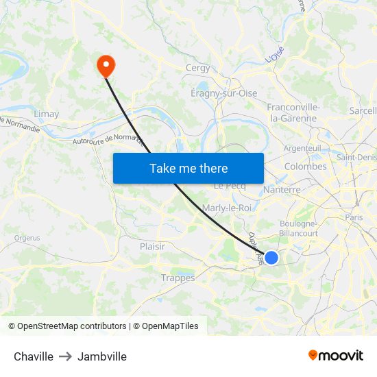 Chaville to Jambville map