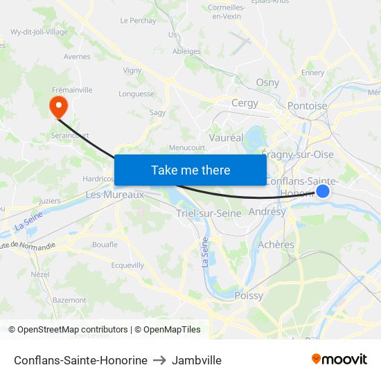 Conflans-Sainte-Honorine to Jambville map