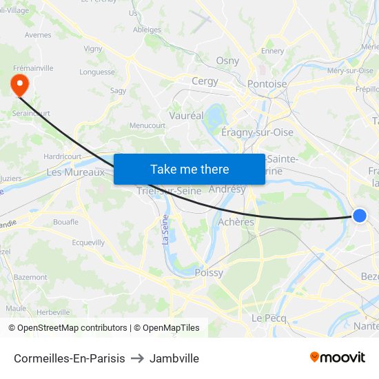 Cormeilles-En-Parisis to Jambville map