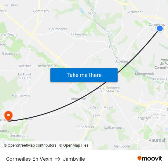 Cormeilles-En-Vexin to Jambville map