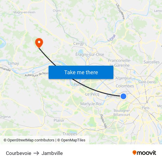 Courbevoie to Jambville map