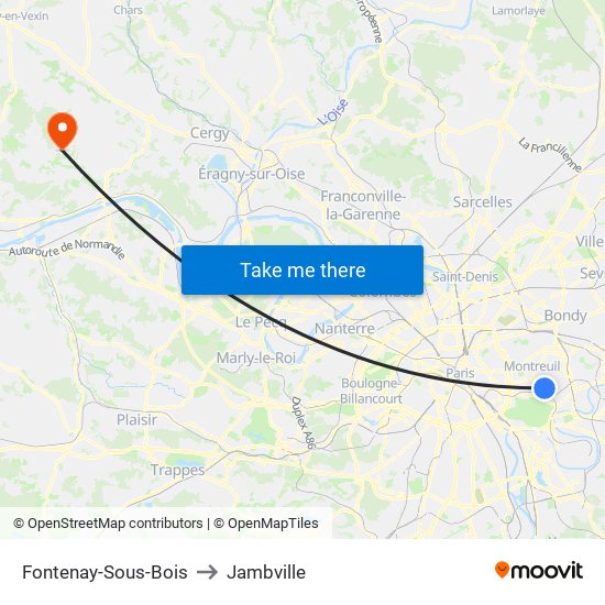 Fontenay-Sous-Bois to Jambville map