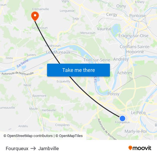 Fourqueux to Jambville map