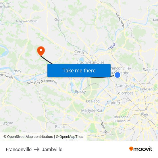 Franconville to Jambville map