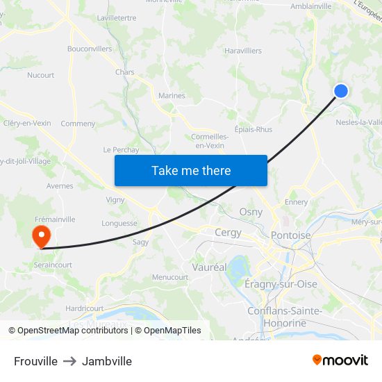 Frouville to Jambville map