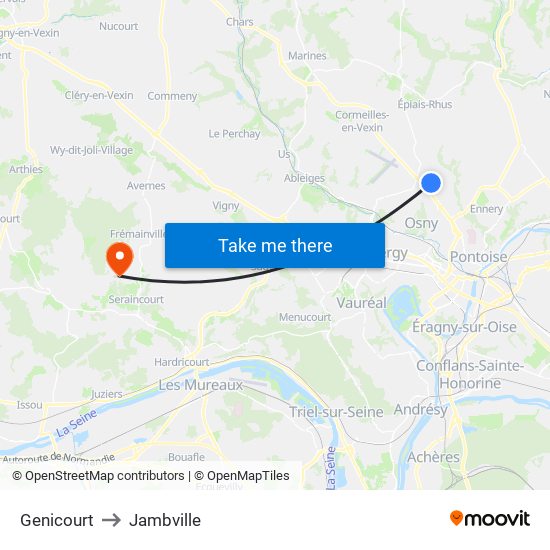 Genicourt to Jambville map