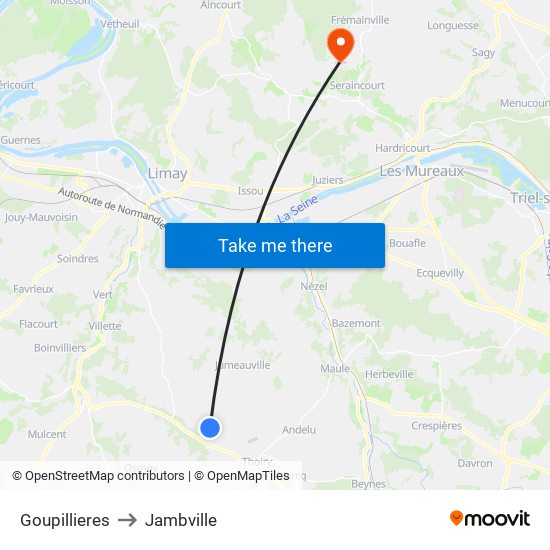Goupillieres to Jambville map