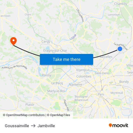 Goussainville to Jambville map
