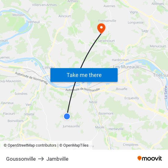 Goussonville to Jambville map