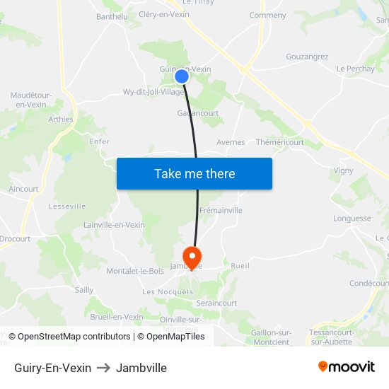 Guiry-En-Vexin to Jambville map