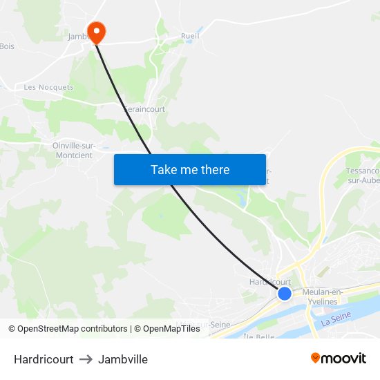 Hardricourt to Jambville map