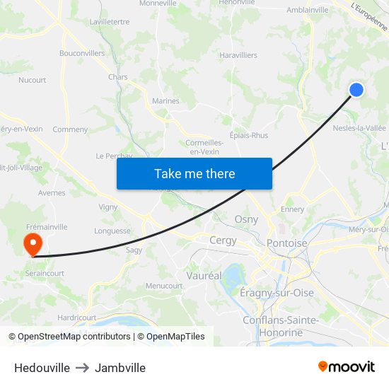 Hedouville to Jambville map