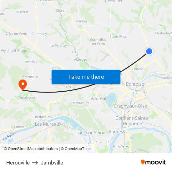 Herouville to Jambville map