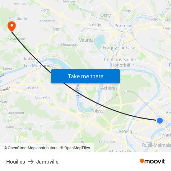 Houilles to Jambville map
