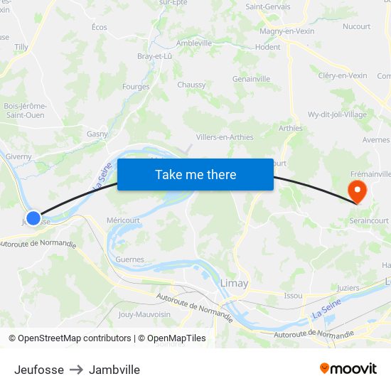 Jeufosse to Jambville map